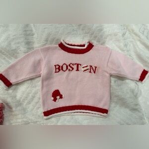 Purple mountain Boston Red Sox Pink and Red sweater appliqué baseball cotton